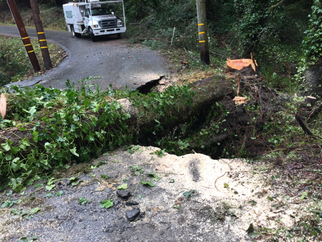 Road damage on Stagecoach Road